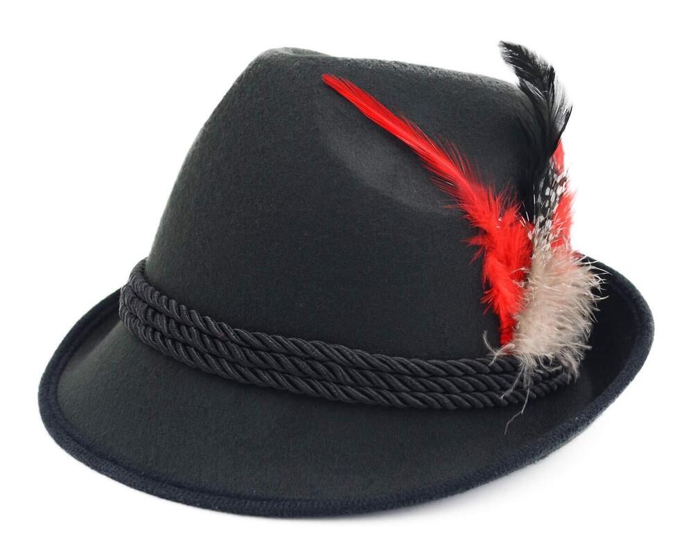 2836 Elegant German Alpine Bavarian Oktoberfest Costume Hat Black